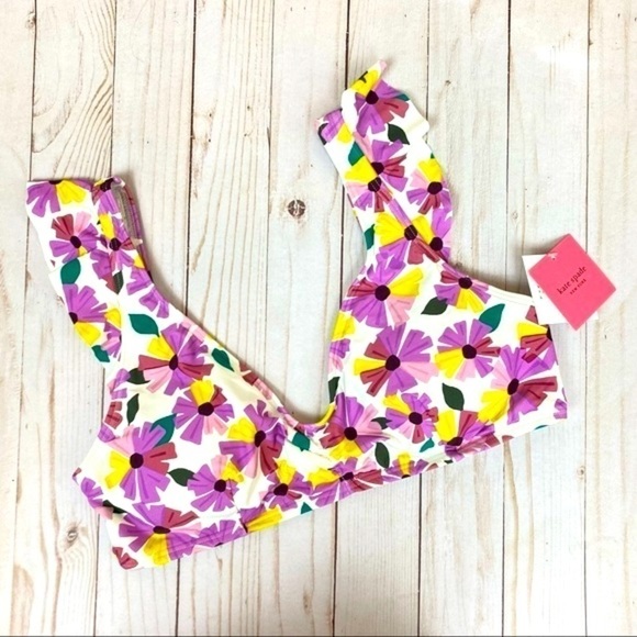 Kate Spade Floral Ruffle Bikini Set Size Large - Picture 11 of 13